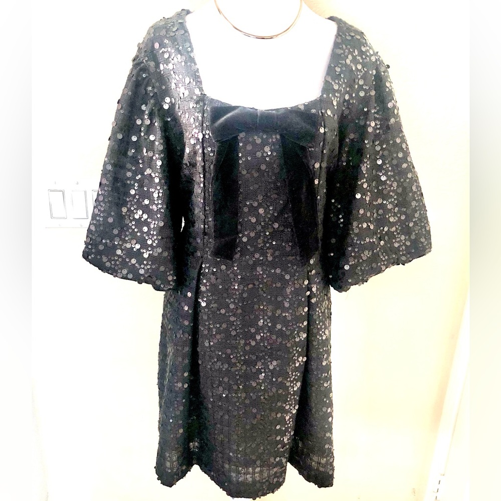 MNK Black Sequin Bow Cocktail Dress